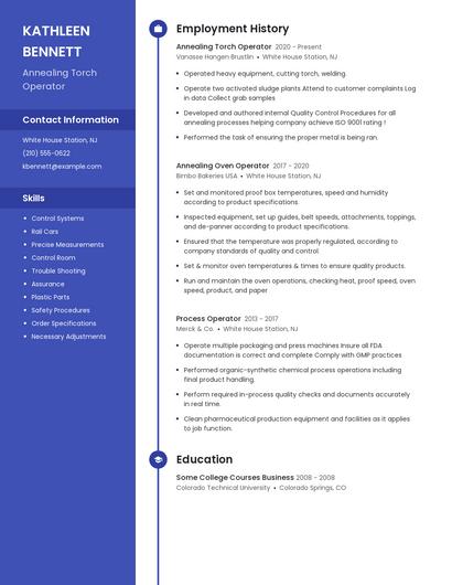 Annealing Torch Operator Resume