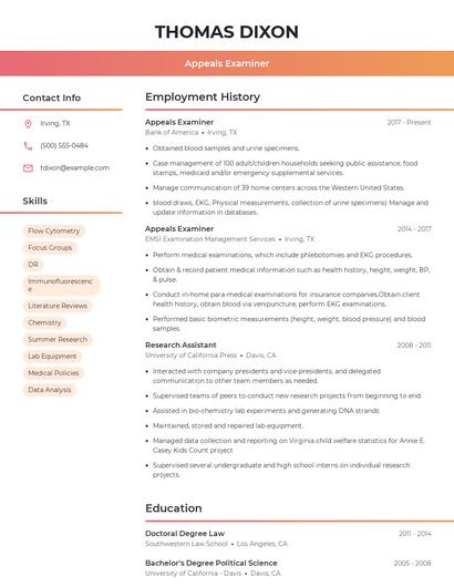 Appeals Examiner Resume