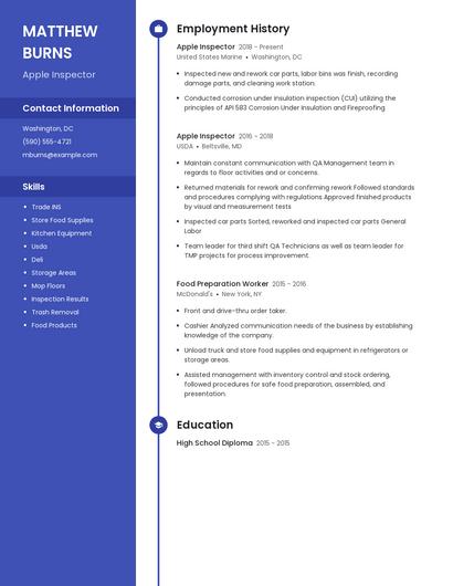 Apple Inspector Resume