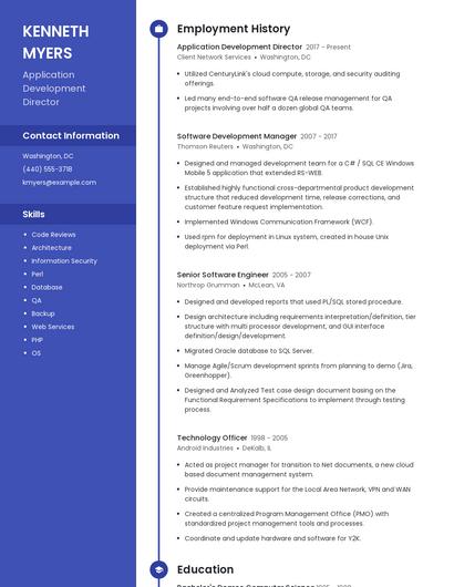 Application Development Director Resume