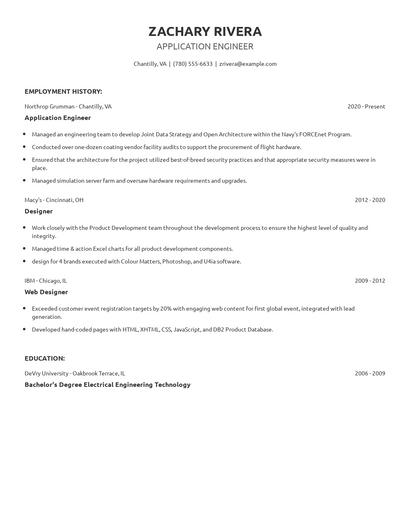 Application Engineer Resume