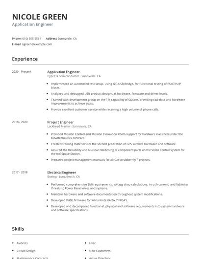 Application Engineer Resume