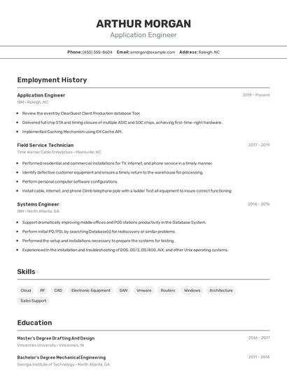 Application Engineer Resume