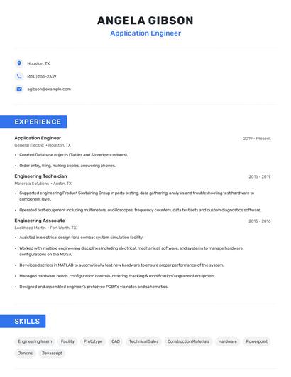 Application Engineer Resume