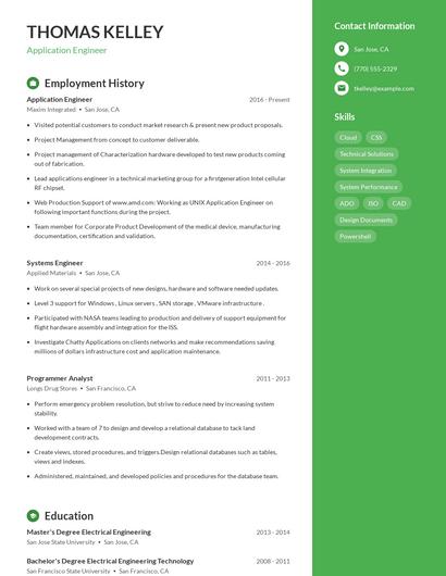 Application Engineer Resume