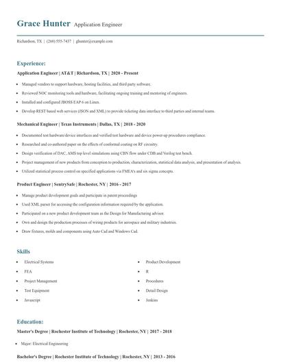 Application Engineer Resume