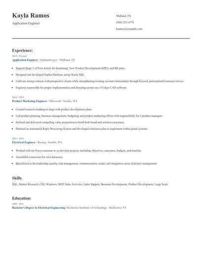 Application Engineer Resume