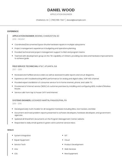 Application Engineer Resume