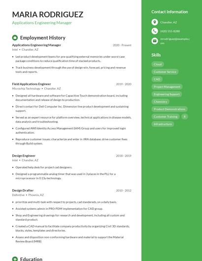 Applications Engineering Manager Resume