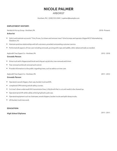 Arborist Resume