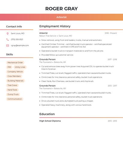 Arborist Resume