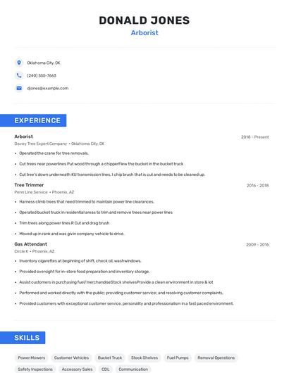 Arborist Resume