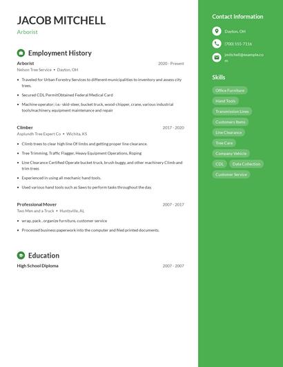 Arborist Resume