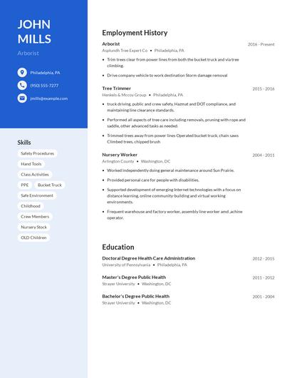 Arborist Resume