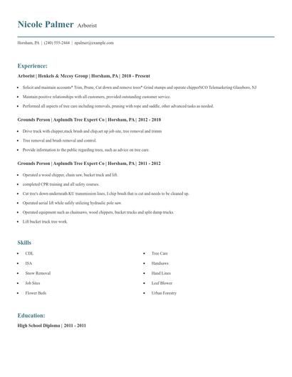 Arborist Resume