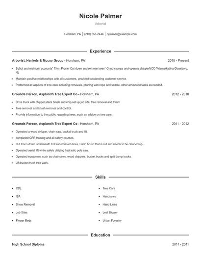 Arborist Resume