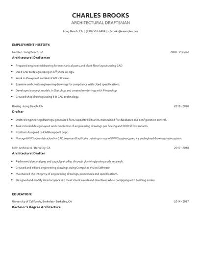 Architectural Draftsman Resume
