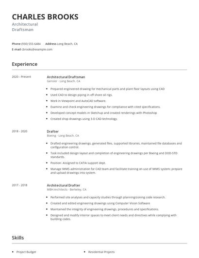 Architectural Draftsman Resume
