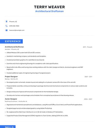 Architectural Draftsman Resume