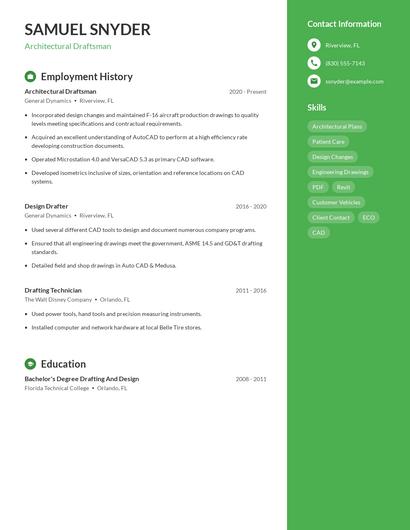 Architectural Draftsman Resume