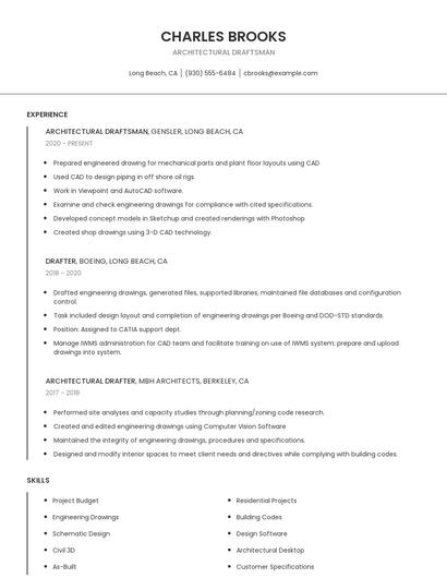 Architectural Draftsman Resume