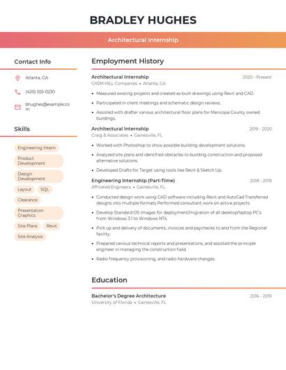 Architectural Internship Resume