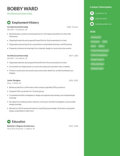 Architectural Internship Resume