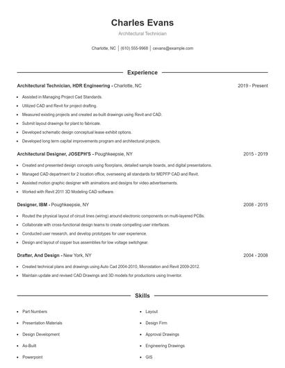 Architectural Technician Resume