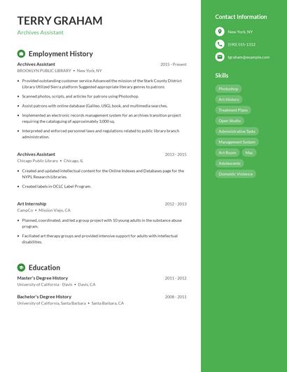 Archives Assistant Resume