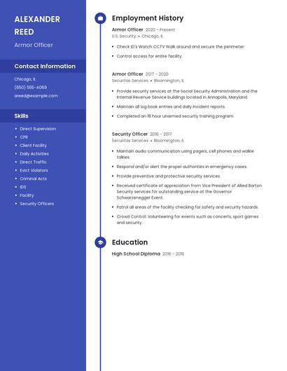 Armor Officer Resume