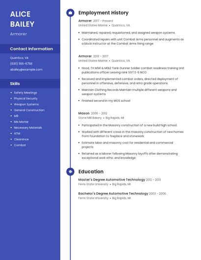 Armorer Resume