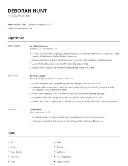 Artistic Associate Resume