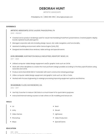 Artistic Associate Resume
