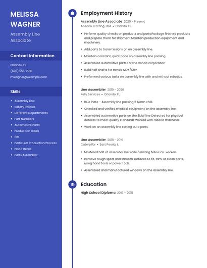 Assembly Line Associate Resume