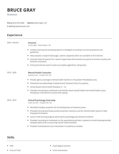 Assessor Resume