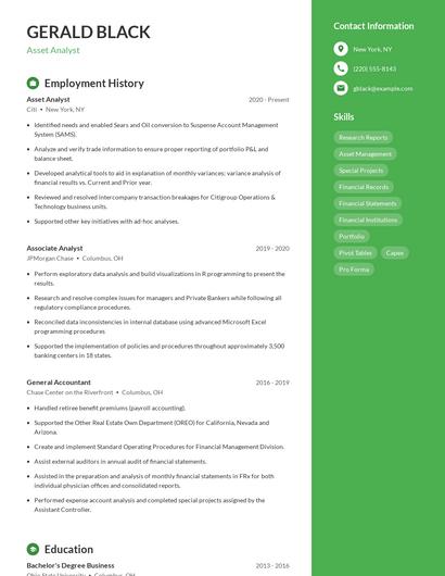 Asset Analyst Resume