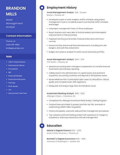 Asset Management Analyst Resume