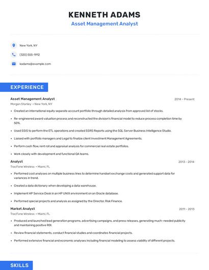 Asset Management Analyst Resume