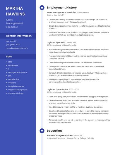 Asset Management Specialist Resume