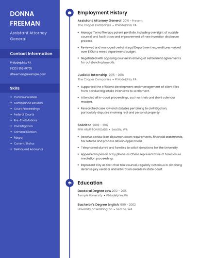 Assistant Attorney General Resume