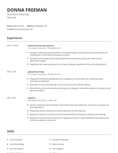 Assistant Attorney General Resume