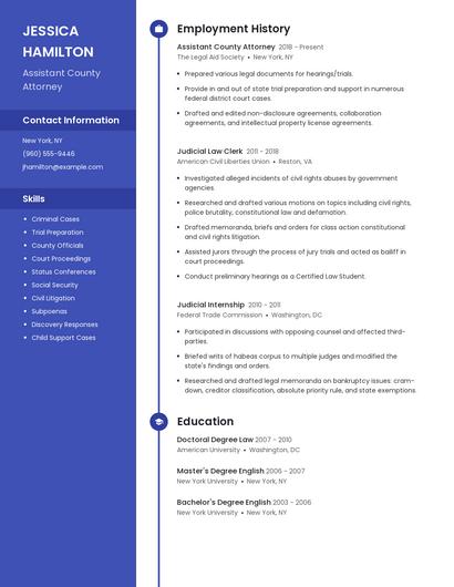 Assistant County Attorney Resume