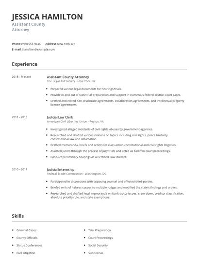 Assistant County Attorney Resume