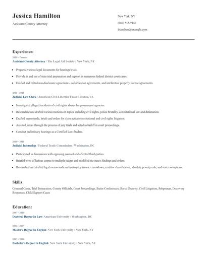 Assistant County Attorney Resume