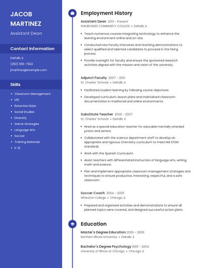 Assistant Dean Resume