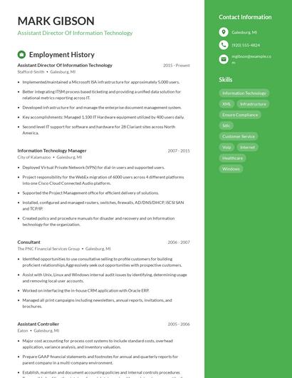 Assistant Director Of Information Technology Resume