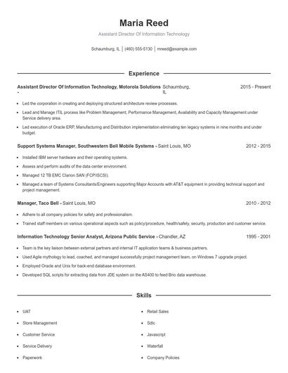 Assistant Director Of Information Technology Resume
