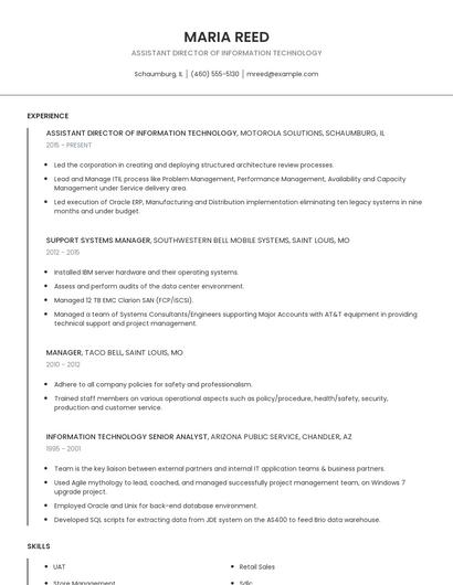 Assistant Director Of Information Technology Resume