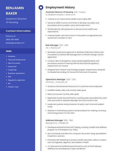 Assistant Director Of Nursing Resume