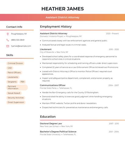 Assistant District Attorney Resume